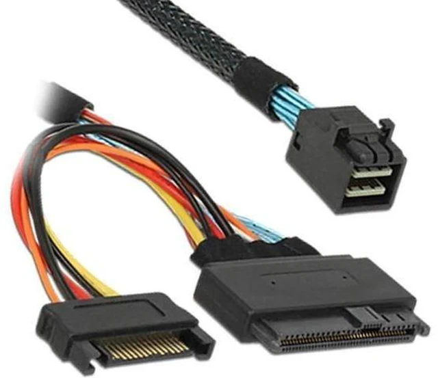 Alt view image 2 of 6 - Aomoproing Internal 12G Mini SAS HD to U.2 / SFF-8643 to SFF-8639 Cable 0.5m with 15Pin SATA Power for U.2 SSD