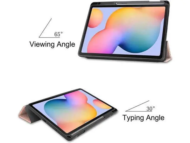 Alt view image 7 of 7 - Case for Galaxy Tab S6 Lite 10.4 inch PU Leather Smart Cover with Stand & Pen Holder for Samsung Galaxy Tab S6 Lite 10.4 2020 2022 SM-P610/P613/P615/P619 Rose Gold