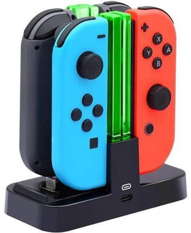 Alt view image 4 of 14 - Charger for Nintendo Switch Pro Controllers and Joy-Cons,Charging Stand for Nintendo Switch with 2 Type-C USB Ports and 1 Type-C USB Charger Cable