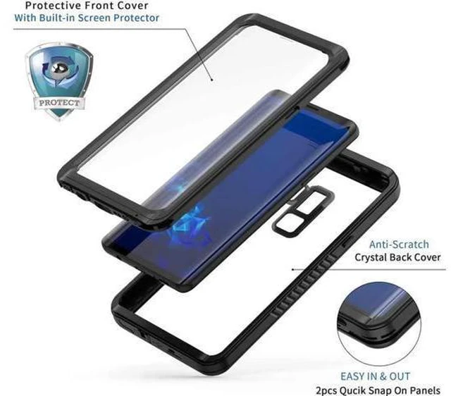 Alt view image 2 of 7 - Samsung Galaxy S9+ Plus Case, IP68 Waterproof Dustproof Shockproof Case with Built-in Screen Protector, Full Body Sealed Underwater Protective Clear Cover for Samsung S9 Plus 6.2 inch
