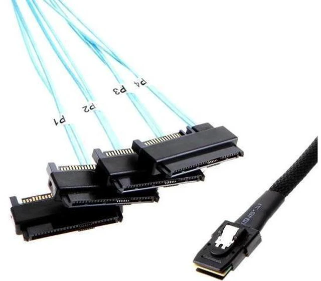 Alt view image 2 of 6 - Aomoproing SATA Cable to 4 SFF-8482 Target Mini SAS SFF-8087 Host SAS Disk