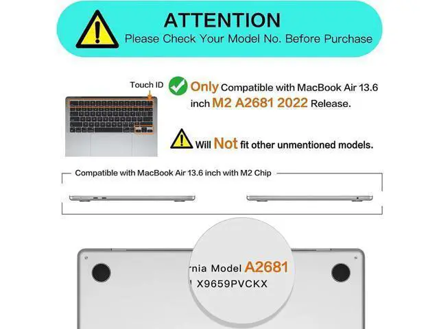 Alt view image 6 of 6 - Compatible with MacBook Air 13.6 inch Case 2022 Release A2681 M2 Chip with Liquid Retina Display & Touch ID, Protective Plastic Hard Shell Case & Keyboard Cover Crystal Green