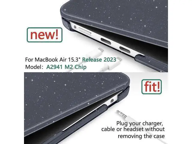 Alt view image 5 of 7 - Compatible with MacBook Air 15 inch Case 2023 Release A2941 M2 Chip Liquid Retina Display Touch ID, Plastic Hard Case with Keyboard Skin & Screen Protector & Type C Adapter For MacBook Air 15.3 Inch