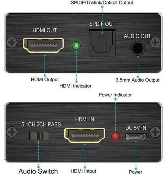 Alt view image 6 of 12 - 4K x 2K HDMI to HDMI and Optical TOSLINK SPDIF + 3.5mm Stereo Audio Extractor Converter HDMI Audio Splitter Adapter(HDMI Input, HDMI + Digital / Analog Audio Output)V-HDMI Converter