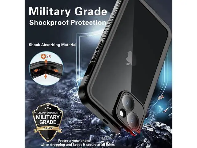 Alt view image 2 of 7 - For iPhone 14 Case Waterproof, with Built in Sensitive Screen Protector Shockproof Cover 360 Full Body Heavy Duty Protective Phone Case for iPhone 14 5G 6.1 inch