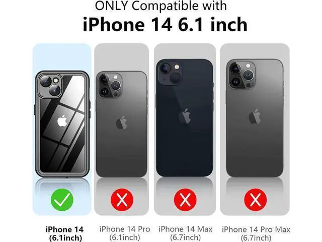 Alt view image 3 of 7 - For iPhone 14 Case Waterproof, with Built in Sensitive Screen Protector Shockproof Cover 360 Full Body Heavy Duty Protective Phone Case for iPhone 14 5G 6.1 inch
