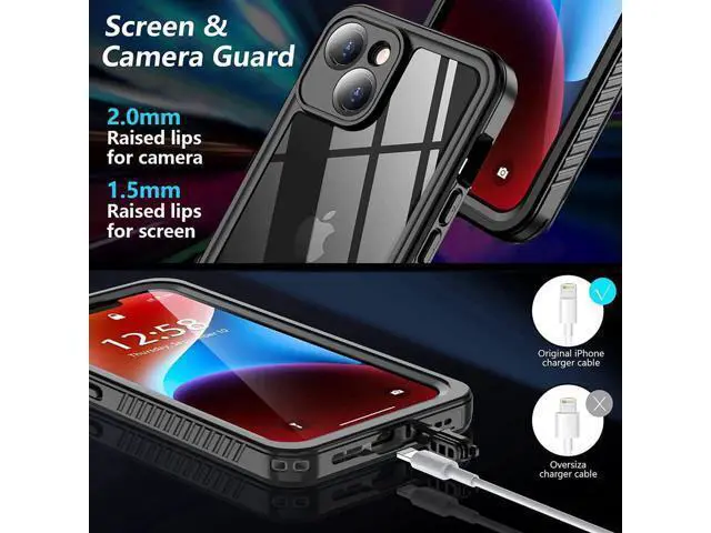 Alt view image 6 of 7 - For iPhone 14 Case Waterproof, with Built in Sensitive Screen Protector Shockproof Cover 360 Full Body Heavy Duty Protective Phone Case for iPhone 14 5G 6.1 inch