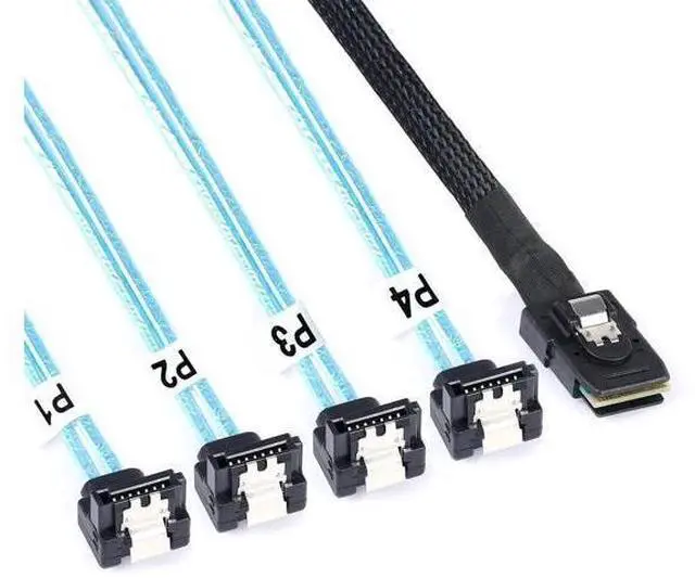 Main image of Aomoproing 2Pack Mini-SAS to SATA-Cable 0.5M SFF-8087 to SATA 90 Degree Right Angle Forward Breakout Cable, SFF 8087 SAS Controller to Hard Driver (1.6FT)