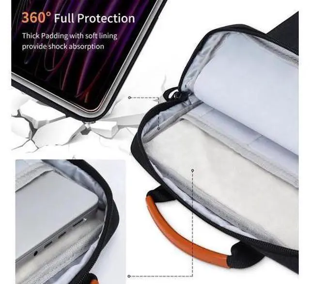 Alt view image 6 of 7 - 13 - 14 Inch Laptop Shoulder Bag Carrying Case for Macbook Air 13" M4 M3 M2 A3420 A3113/ MacBook Pro 14 M4 M3 M2 M1/ 13" iPad Pro M4/ iPad Air M3 M2 2025, Vertical Laptop Sleeve Handbag