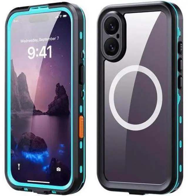 Main image of for iPhone 17 Waterproof Case Compatible with MagSafe, Magnetic Waterproof Full Body IP68 Underwater Case Built-in Screen Protector Military Grade Shockproof Cover with Lanyard Blue