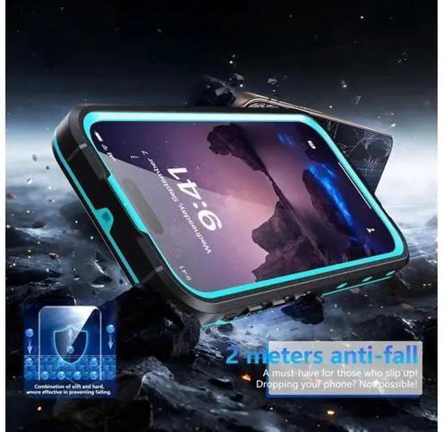 Alt view image 7 of 7 - for iPhone 17 Waterproof Case Compatible with MagSafe, Magnetic Waterproof Full Body IP68 Underwater Case Built-in Screen Protector Military Grade Shockproof Cover with Lanyard Blue
