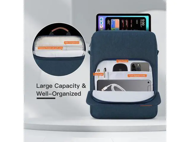 Alt view image 3 of 7 - 9-11 Inch Tablet Shoulder Bag Carrying Case for 11" iPad Pro M4/ iPad Air 11" M3 M2 2025 2024, iPad A16 11" 2025, New Amazon Fire Max 11/10.1" Fire HD 10 Plus, Vertical Laptop Sleeve Handbag