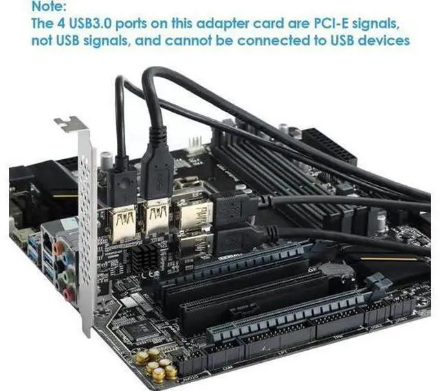 Alt view image 2 of 14 - Aomoproing PCI-E 1 to 4 PCI-Express 16X Slots Riser Card - Higher Stability USB 3.0 Adapter Multiplier Card for Bitcoin Mining Compatible with Windows Linux Mac(No USB Cables)