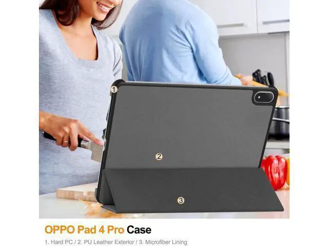 Alt view image 5 of 7 - Case for Oppo Pad 4 Pro / OnePlus Pad 2 Pro / OnePlus Pad 3 13.2 inch 2025, Tri fold Slim Hard Shell Smart Protective Cover with Multi-Angle Stand, Auto Sleep/Wake, Stylus Pen Grey