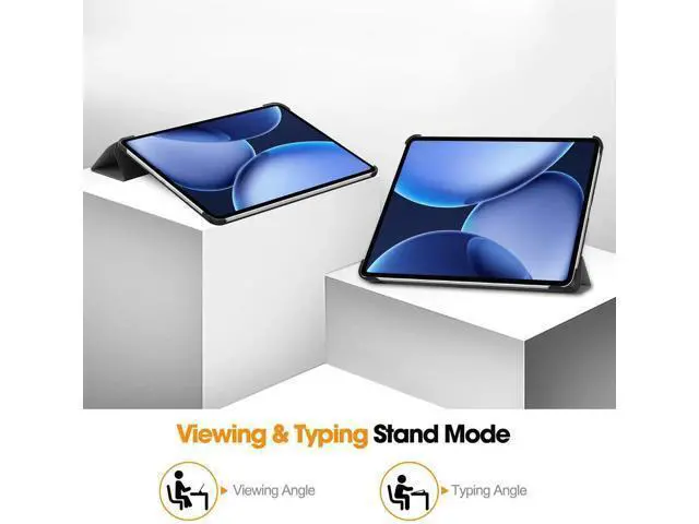 Alt view image 6 of 7 - Case for Oppo Pad 4 Pro / OnePlus Pad 2 Pro / OnePlus Pad 3 13.2 inch 2025, Tri fold Slim Hard Shell Smart Protective Cover with Multi-Angle Stand, Auto Sleep/Wake, Stylus Pen Grey