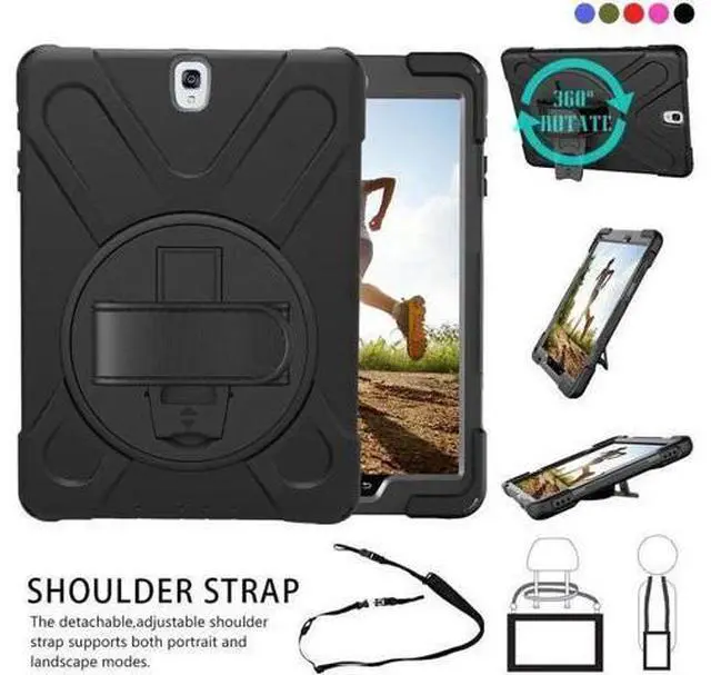 Main image of Galaxy Tab S3 9.7 Case Heavy Duty Shockproof Rugged Protective Silicon Armor Cover With Hand Grip Shoulder Strap, Rotating Stand For Kids Girls Samsung SM-T820 T825 9.7 inch Tablet