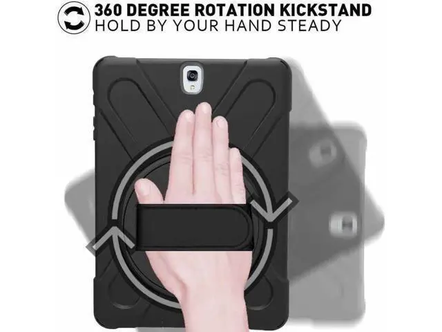 Alt view image 3 of 7 - Galaxy Tab S3 9.7 Case Heavy Duty Shockproof Rugged Protective Silicon Armor Cover With Hand Grip Shoulder Strap, Rotating Stand For Kids Girls Samsung SM-T820 T825 9.7 inch Tablet