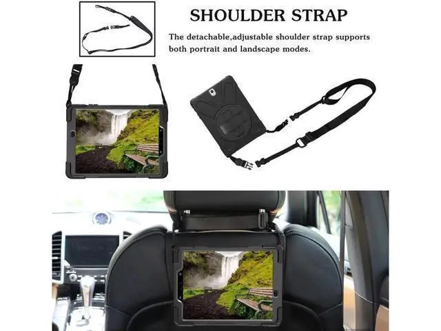 Alt view image 4 of 7 - Galaxy Tab S3 9.7 Case Heavy Duty Shockproof Rugged Protective Silicon Armor Cover With Hand Grip Shoulder Strap, Rotating Stand For Kids Girls Samsung SM-T820 T825 9.7 inch Tablet