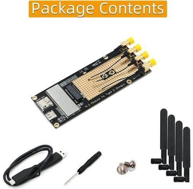 Alt view image 4 of 7 - Network Adapter 3G/4G/5G Module to Type C/USB 3.0 Adapter with NANO SIM Card Slot for RM500Q RM500U GM800 SIM8200 with 4 Antenna