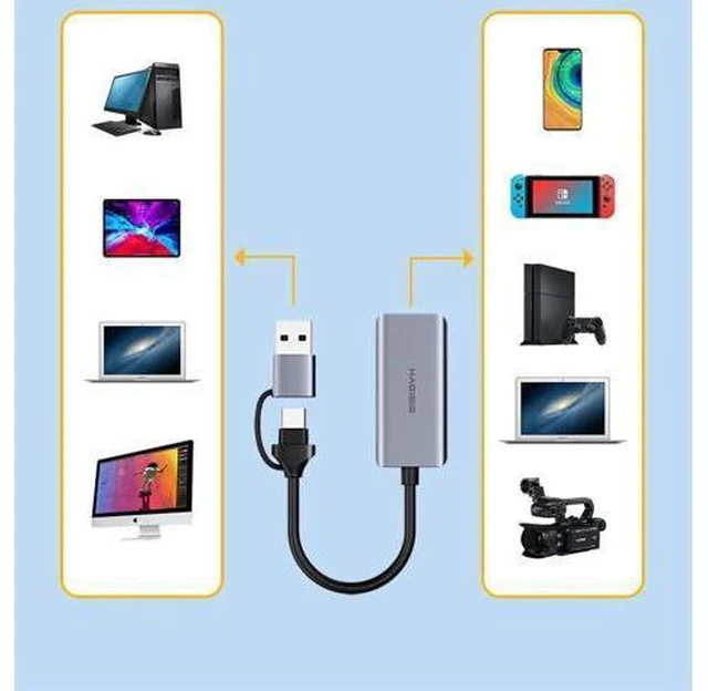 Alt view image 5 of 7 - HDMI-compatible to USB 3.0 Type-c Video Capture Card Dual interface Video Game Grabber Record for PS5 Switch Live Camera