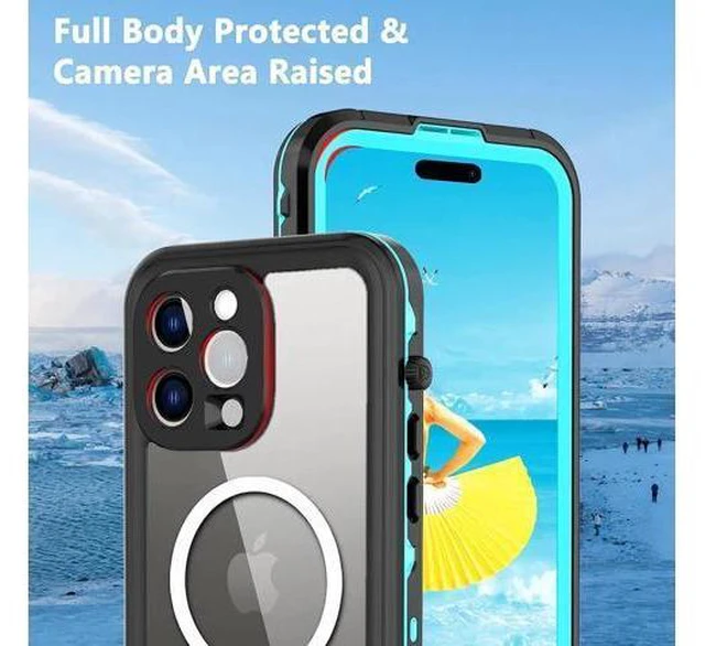 Alt view image 2 of 7 - for iPhone 14 Pro Max Case Waterproof, Compatible with Magsafe Magnetic Protective iPhone 14 Pro Max Phone Case, Water Proof Mag Safe Magnet Shockproof Full Body Clear with Screen Protector Blue