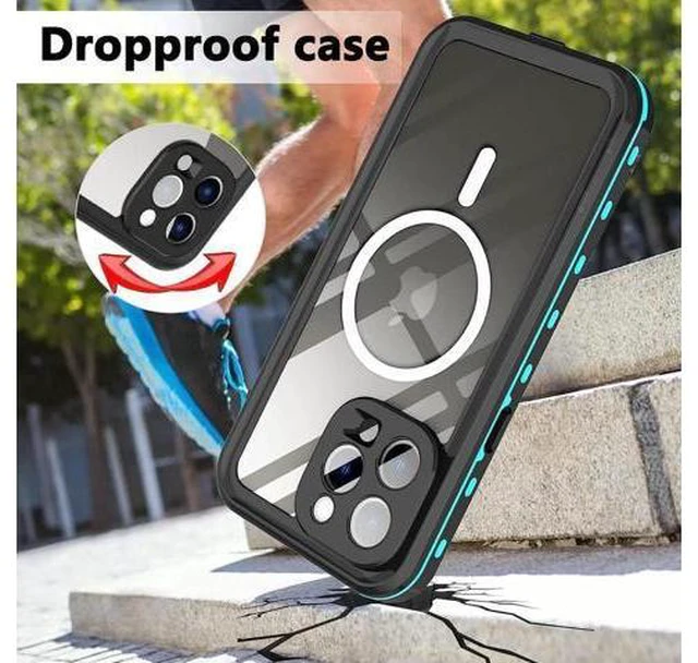 Alt view image 4 of 7 - for iPhone 14 Pro Max Case Waterproof, Compatible with Magsafe Magnetic Protective iPhone 14 Pro Max Phone Case, Water Proof Mag Safe Magnet Shockproof Full Body Clear with Screen Protector Blue