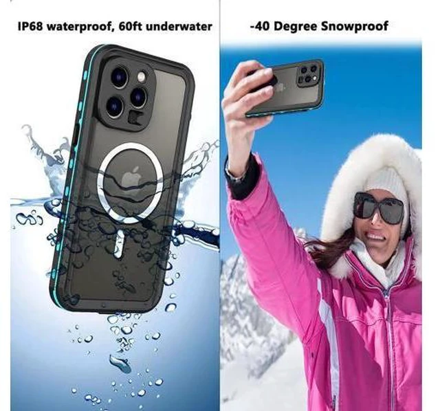 Alt view image 5 of 7 - for iPhone 14 Pro Max Case Waterproof, Compatible with Magsafe Magnetic Protective iPhone 14 Pro Max Phone Case, Water Proof Mag Safe Magnet Shockproof Full Body Clear with Screen Protector Blue