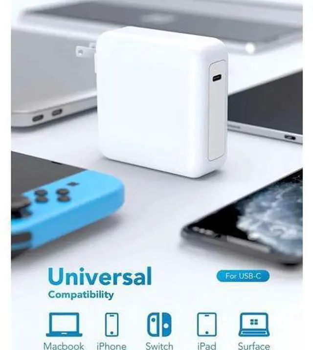 Alt view image 4 of 7 - 96W USB C Power Adapter, Compatible with MacBook Pro Charger 13 15 16 inch 2020 2019 2018 Works with USB C 96W 87W PD Power Charger, Included USB-C to USB-C Charge Cable - 6.6ft/2m