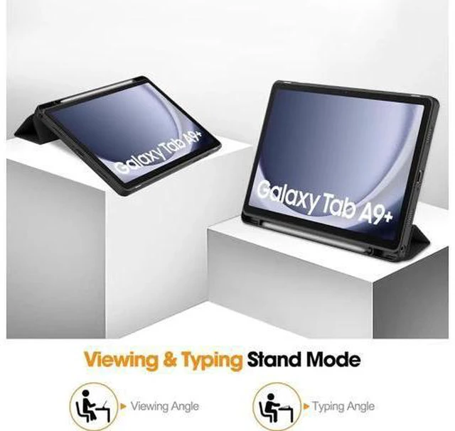 Alt view image 6 of 7 - Case for Samsung Galaxy Tab A9 Plus 11 Inch 2023 SM-X210/X215/X216/X218, Slim Smart Stand Cover Protective Cover with Pencil Holder, Stand, Universal Stylus Pen