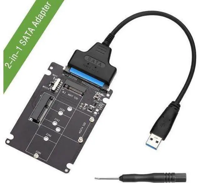 Main image of M.2 or mSATA to SATA 3.0 Adapter 2-in-1 NGFF to mSATA Converter Reader Card with SATA Cable Converter as Portable Flash Drive External 2.5 inch Hard Drive,Support Full SATA or NGFF B/B+M Key SSD