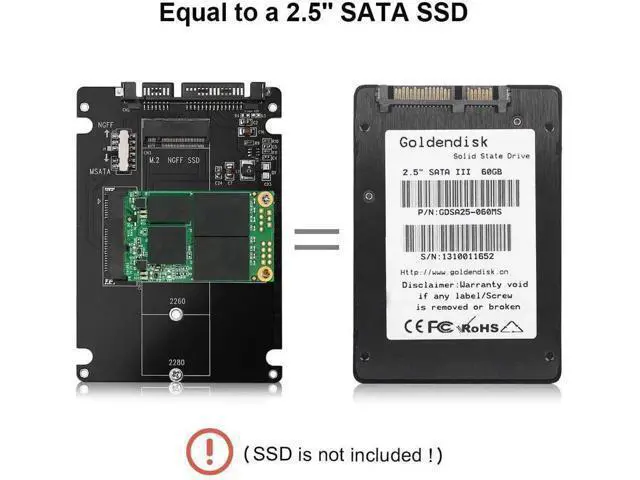 Alt view image 3 of 7 - M.2 or mSATA to SATA 3.0 Adapter 2-in-1 NGFF to mSATA Converter Reader Card with SATA Cable Converter as Portable Flash Drive External 2.5 inch Hard Drive,Support Full SATA or NGFF B/B+M Key SSD