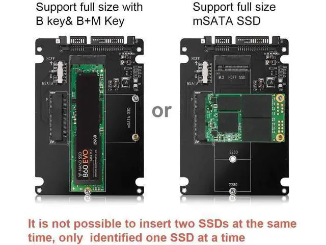 Alt view image 7 of 7 - M.2 or mSATA to SATA 3.0 Adapter 2-in-1 NGFF to mSATA Converter Reader Card with SATA Cable Converter as Portable Flash Drive External 2.5 inch Hard Drive,Support Full SATA or NGFF B/B+M Key SSD