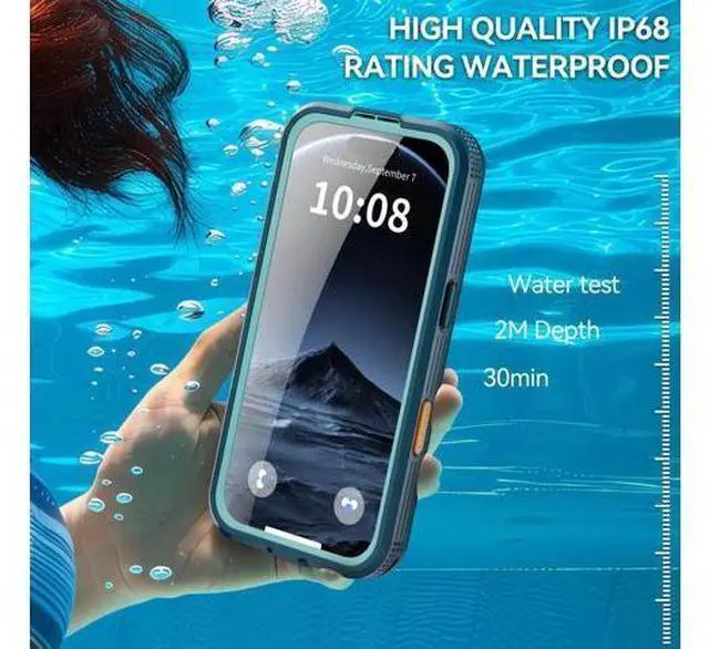 Alt view image 7 of 7 - for iPhone 17 Pro Max Waterproof Case Compatible with MagSafe, Magnetic Waterproof Full Body IP68 Underwater Case Built-in Screen Protector Military Shockproof Phone Cover with Lanyard Blue