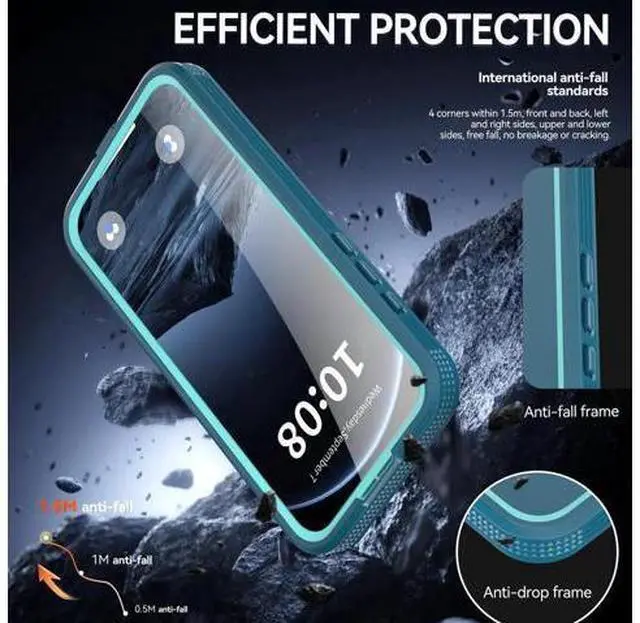 Alt view image 3 of 7 - for iPhone 17 Pro Max Waterproof Case Compatible with MagSafe, Magnetic Waterproof Full Body IP68 Underwater Case Built-in Screen Protector Military Shockproof Phone Cover with Lanyard Blue