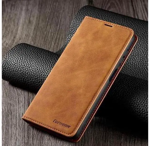 Alt view image 6 of 6 - for Samsung Galaxy A13 5G / A13 4G / A04s / A04 Case, Premium PU Leather Cover TPU Bumper with Card Holder Kickstand Hidden Magnetic Adsorption Shockproof Flip Wallet Cover Brown