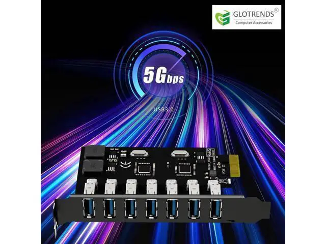 Alt view image 4 of 7 - Aomoproing U3057 7-Port USB 3.0 Type-A 5Gb PCIe Expansion Card for Intel, AMD, and ARM Platform, Compatible with Windows and Linux (Not Support Mac OS)
