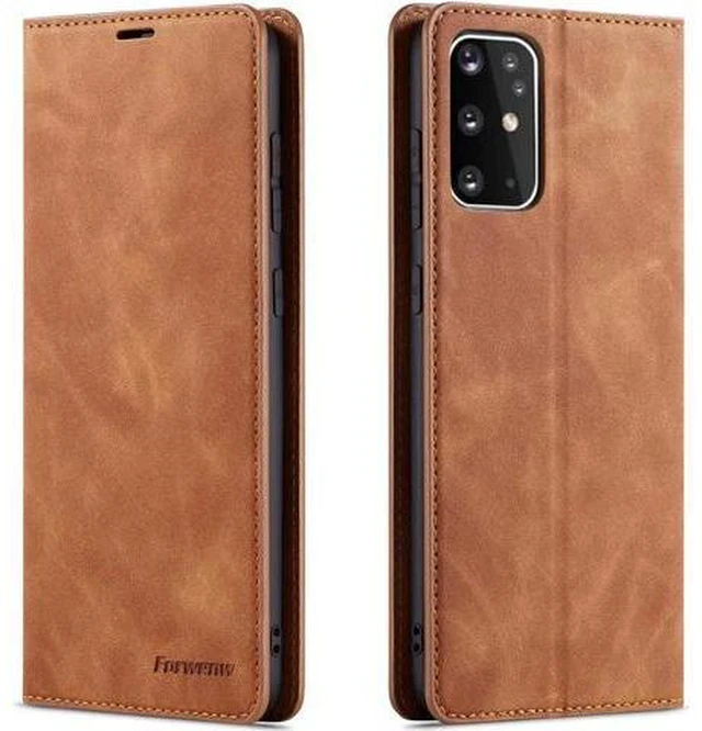 Main image of Case for Samsung Galaxy S20 Premium PU Leather Cover TPU Bumper with Card Holder Kickstand Hidden Magnetic Adsorption Shockproof Flip Wallet Cover for Galaxy S20 Brown