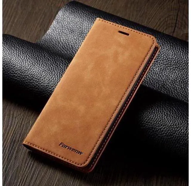 Alt view image 6 of 7 - Case for Samsung Galaxy S20 Premium PU Leather Cover TPU Bumper with Card Holder Kickstand Hidden Magnetic Adsorption Shockproof Flip Wallet Cover for Galaxy S20 Brown