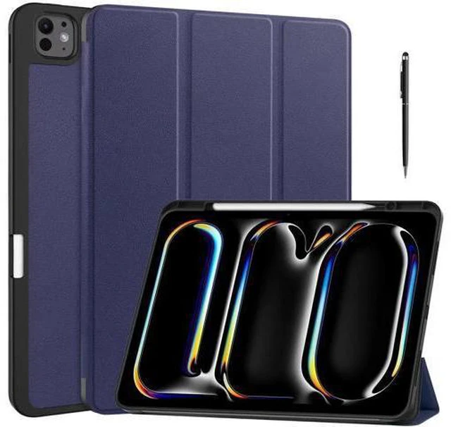 Main image of Case for iPad Pro 13 Inch M4 2024 A2925 A2926 A3007, Slim Smart Stand Cover Protective Cover with Pencil Holder, Stand, Universal Stylus Pen,Support Apple Pencil Charging + Auto Wake/Sleep Blue