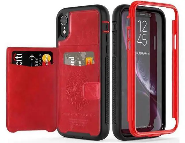 Main image of iPhone XR Case with Wallet Full-Body Military Grade Protection Case with a Dual Layer Wallet designlot & Kickstand for iPhone XR 2018 Release for Girl Women Men
