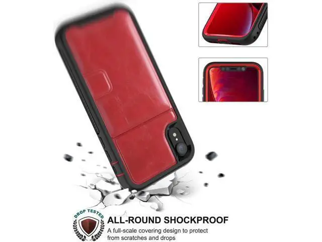 Alt view image 3 of 7 - iPhone XR Case with Wallet Full-Body Military Grade Protection Case with a Dual Layer Wallet designlot & Kickstand for iPhone XR 2018 Release for Girl Women Men
