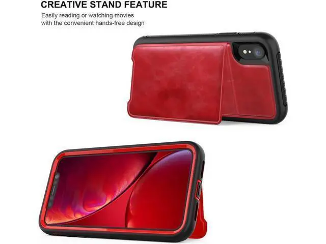 Alt view image 5 of 7 - iPhone XR Case with Wallet Full-Body Military Grade Protection Case with a Dual Layer Wallet designlot & Kickstand for iPhone XR 2018 Release for Girl Women Men