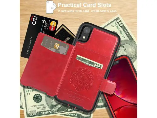 Alt view image 6 of 7 - iPhone XR Case with Wallet Full-Body Military Grade Protection Case with a Dual Layer Wallet designlot & Kickstand for iPhone XR 2018 Release for Girl Women Men
