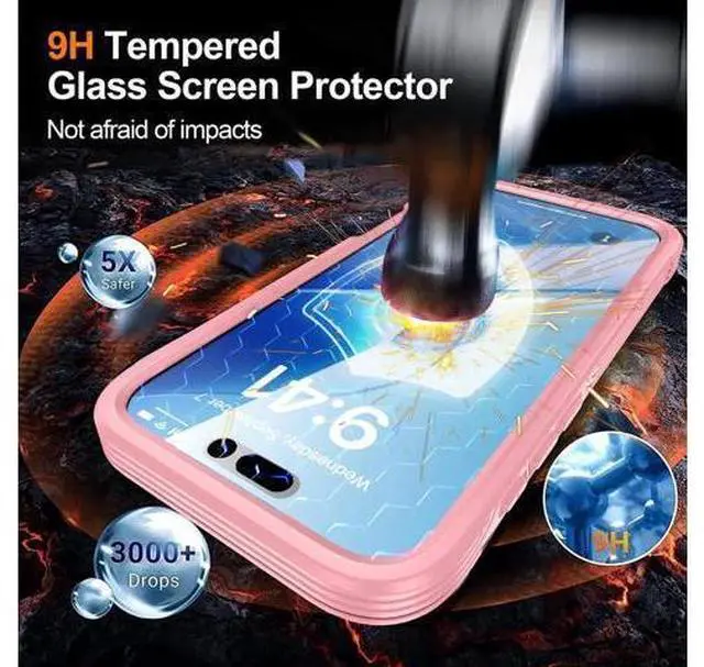 Alt view image 2 of 5 - Magnetic Case for iPhone 17 Pro Max with Built-in Screen Protector, Shockproof Phone Cover with Camera Protector, Compatible with MagSafe, Full Body Phone Case Pink