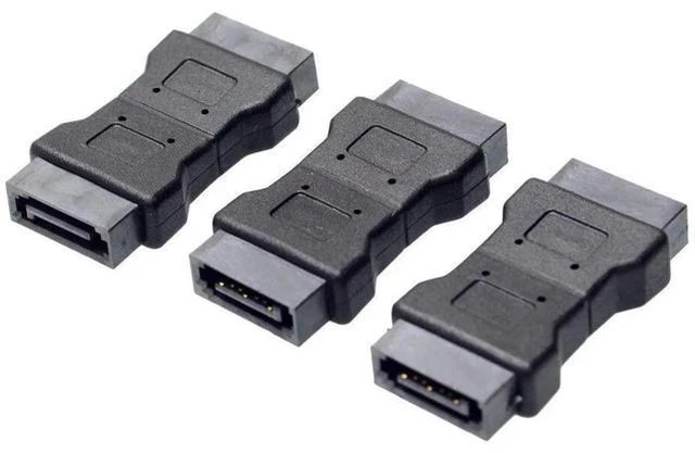 Alt view image 4 of 5 - Aomoproing High quanlity 7PIN SATA 3.0 data male to male Port adapter straight angle 7P Serial ATA III 6Gbps Jack Connector Coupler 3PCS