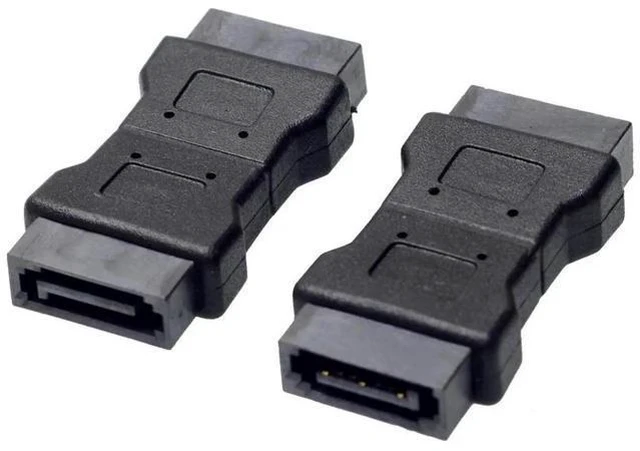 Alt view image 5 of 5 - Aomoproing High quanlity 7PIN SATA 3.0 data male to male Port adapter straight angle 7P Serial ATA III 6Gbps Jack Connector Coupler 3PCS