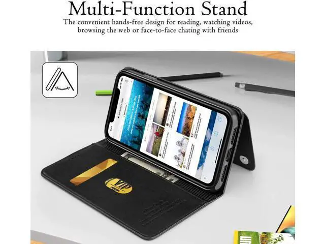 Alt view image 2 of 7 - iPhone XR Wallet Case Premium Leather iPhone XR Cases Folio Flip Case with Kickstand Card Holder Slots Screen Protector Shockproof Protective Cover for Apple iPhone XR 6.1 inch