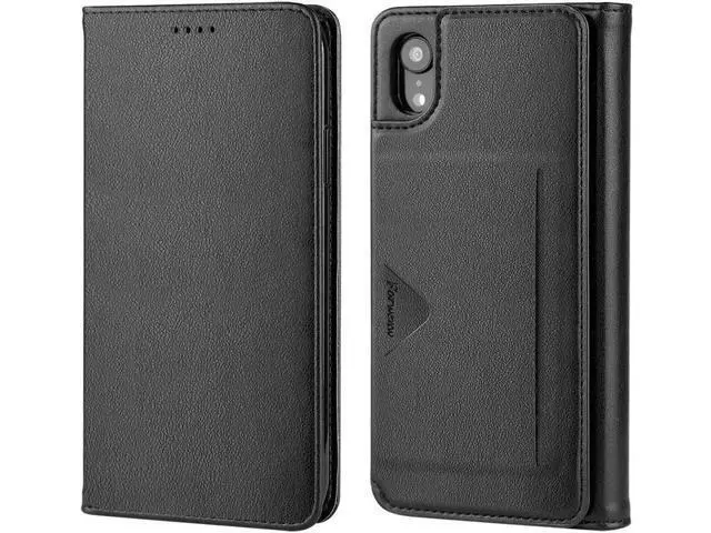 Alt view image 4 of 7 - iPhone XR Wallet Case Premium Leather iPhone XR Cases Folio Flip Case with Kickstand Card Holder Slots Screen Protector Shockproof Protective Cover for Apple iPhone XR 6.1 inch