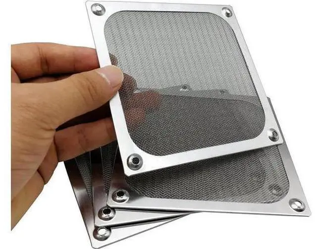 Alt view image 2 of 7 - 120mm Computer Fan Filter Grills with Screws, Ultra Fine Aluminum Mesh - 4 Pack Silver