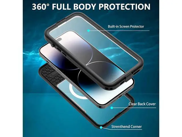 Alt view image 6 of 7 - For iPhone 14 Pro Max Waterproof Case with Built-in Screen Protector Dustproof Shockproof Drop Proof Case, Rugged Full Body Underwater Protective Cover for iPhone 14 Pro Max 6.7 inch